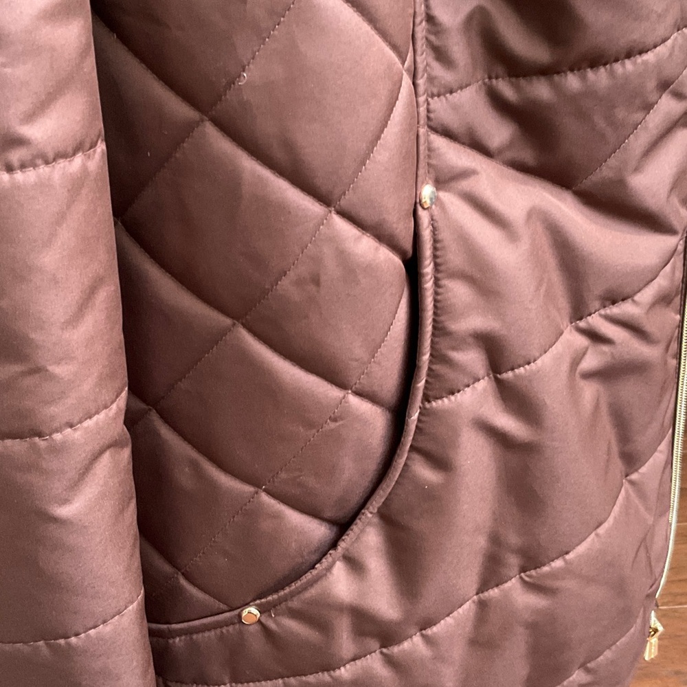 Susan Graver Brown Puffer Coat with Faux Fur Trim 2XL - Picture 7 of 12